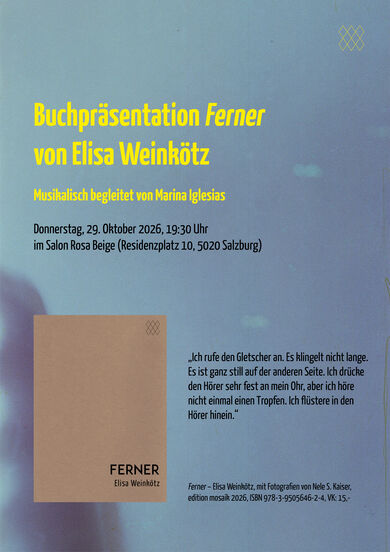 Buchpräsentation Ferner von Elisa Weinkötz (edition mosaik 2026)
